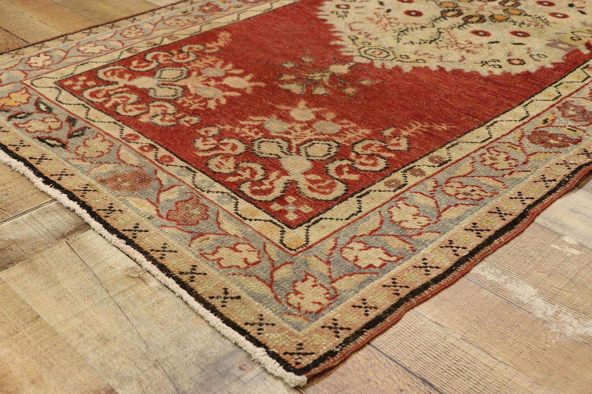 Wool Vintage Turkish Oushak Rug For Sale