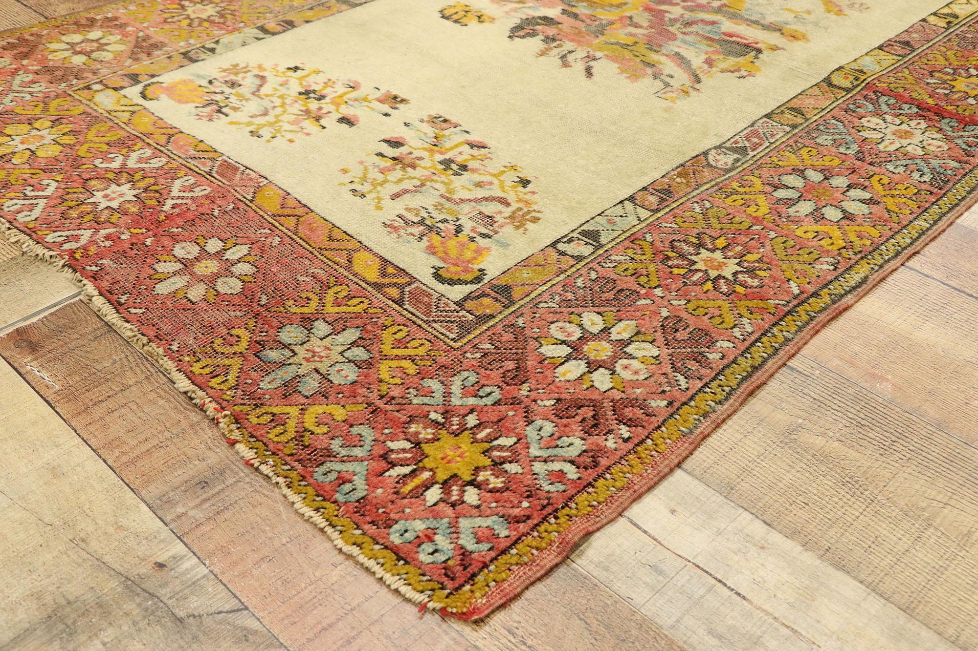 Wool Vintage Turkish Oushak Rug For Sale