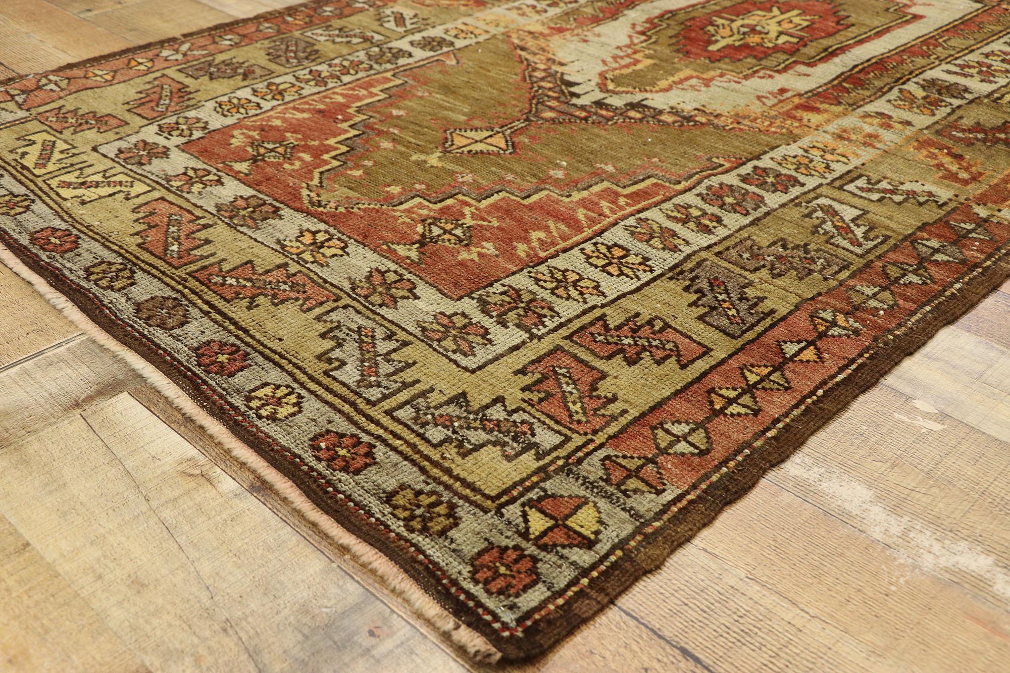 Wool Vintage Turkish Oushak Rug For Sale