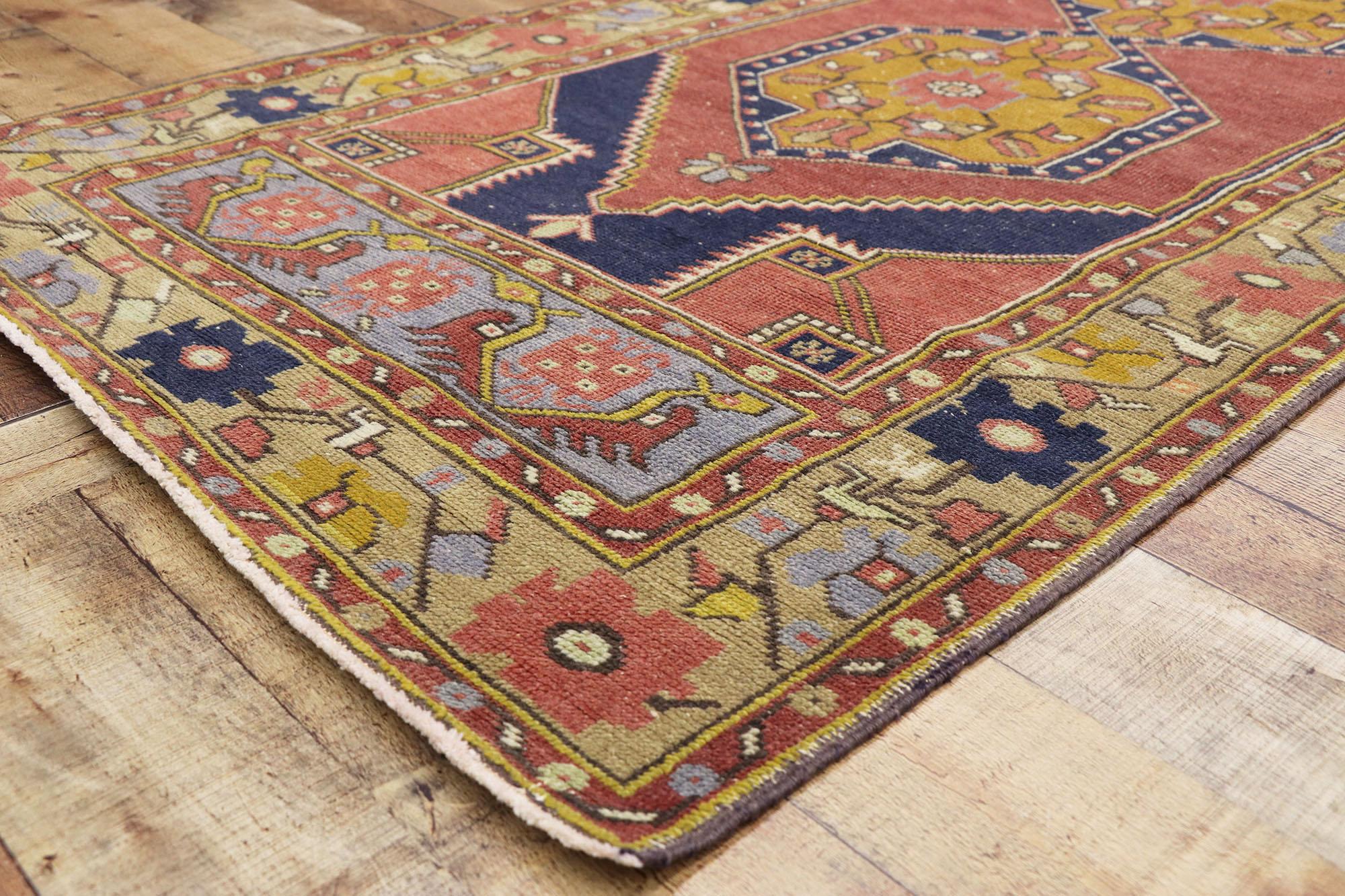 Vintage Turkish Oushak Rug For Sale 1