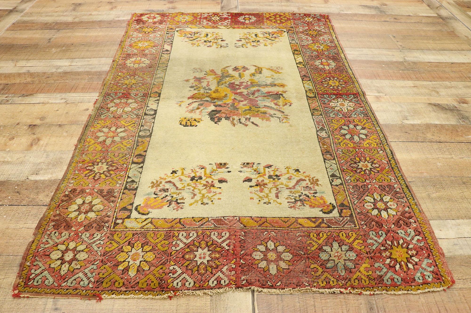 Vintage Turkish Oushak Rug For Sale 1