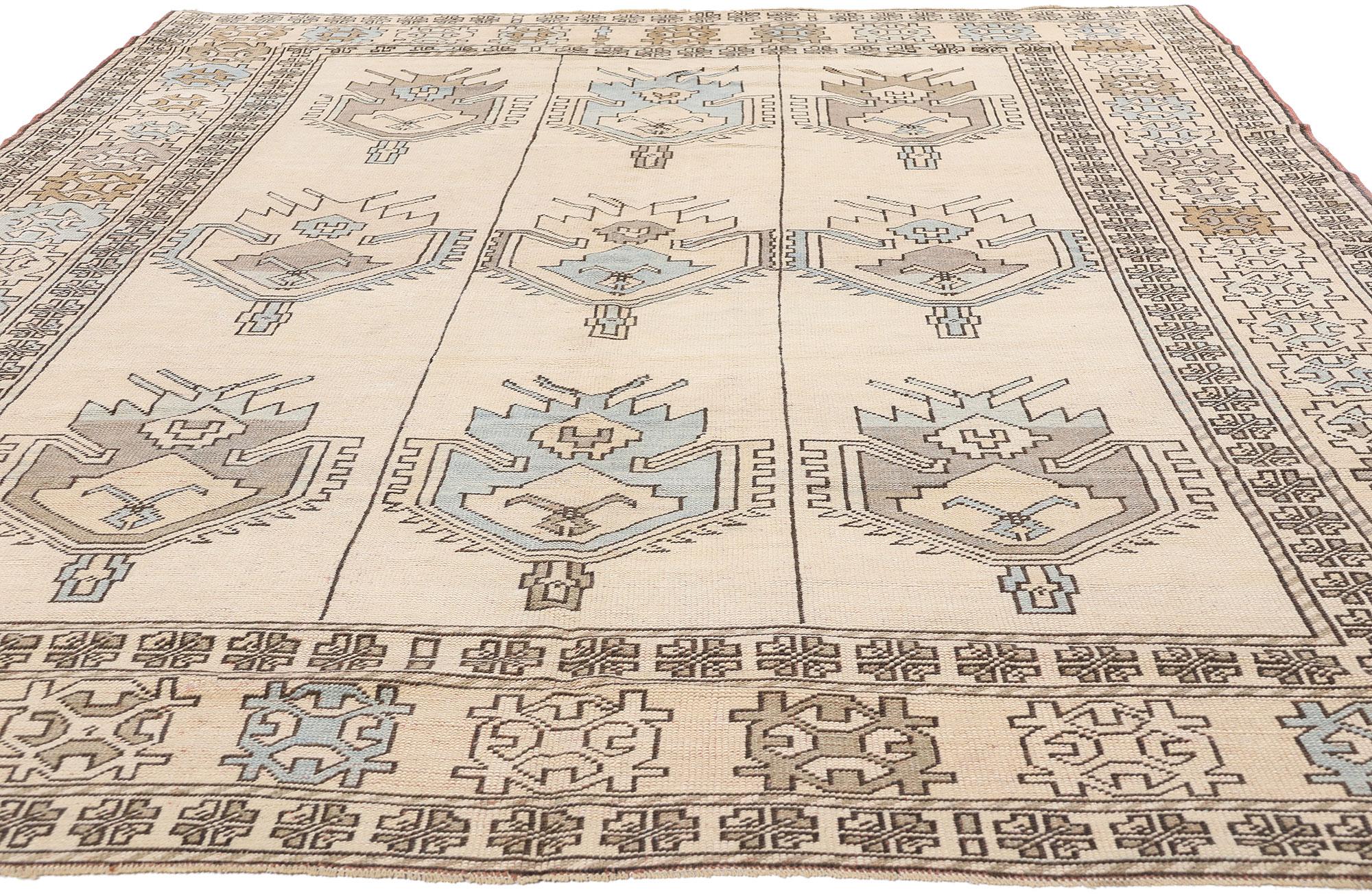 Alfombra turca Oushak de los años 80 con estilo tribal moderno Turco en venta