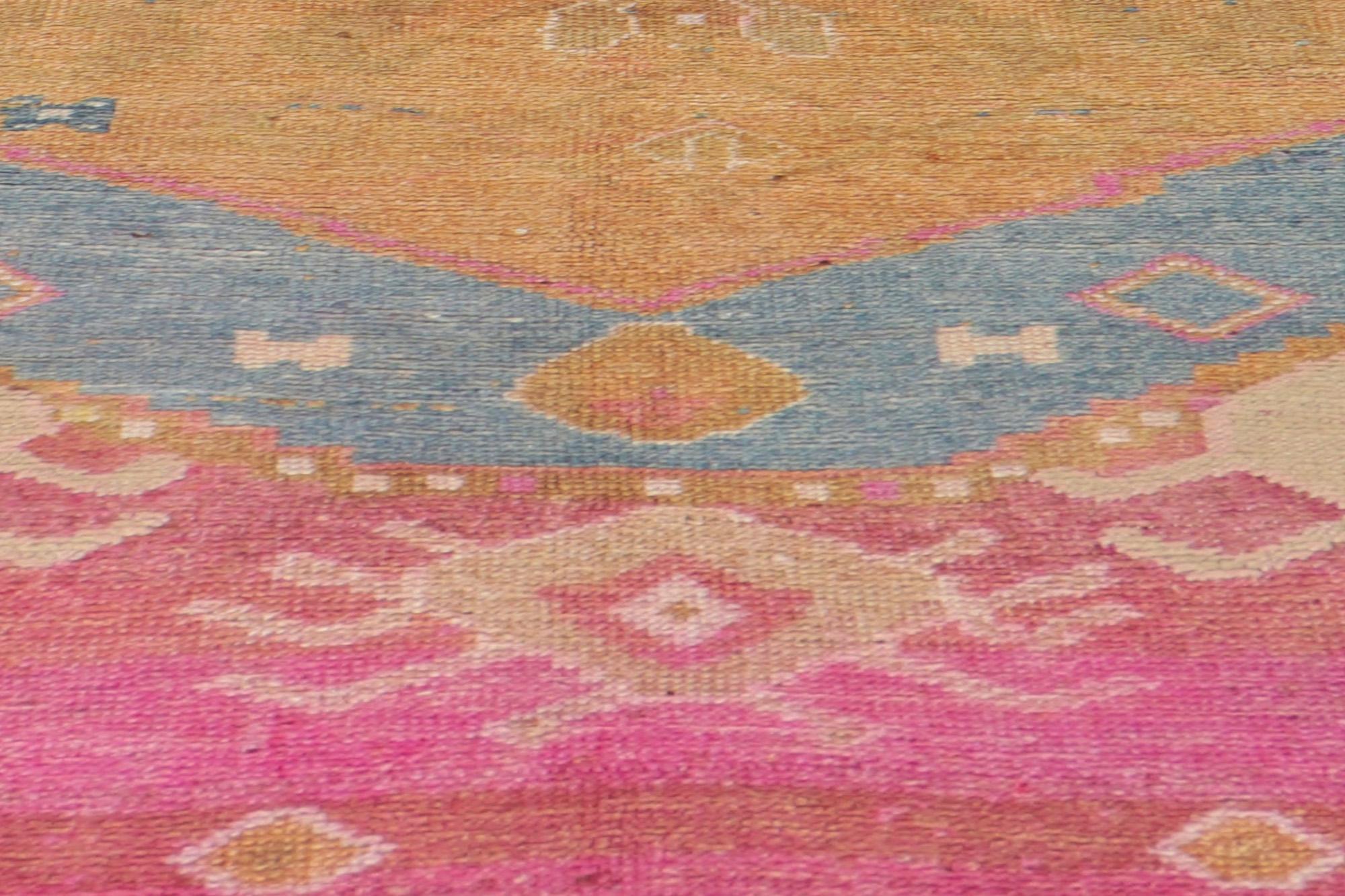 20th Century Vintage Turkish Oushak Rug, Colorfully Curated Meets Global Chic For Sale