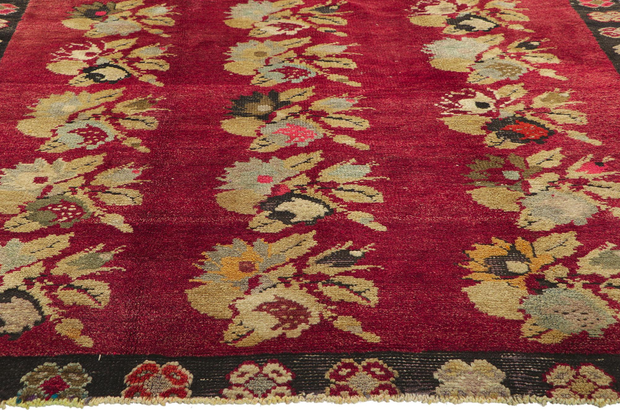 Vintage Red Turkish Oushak Rug with Lively Earth-Tone Colors For Sale 2