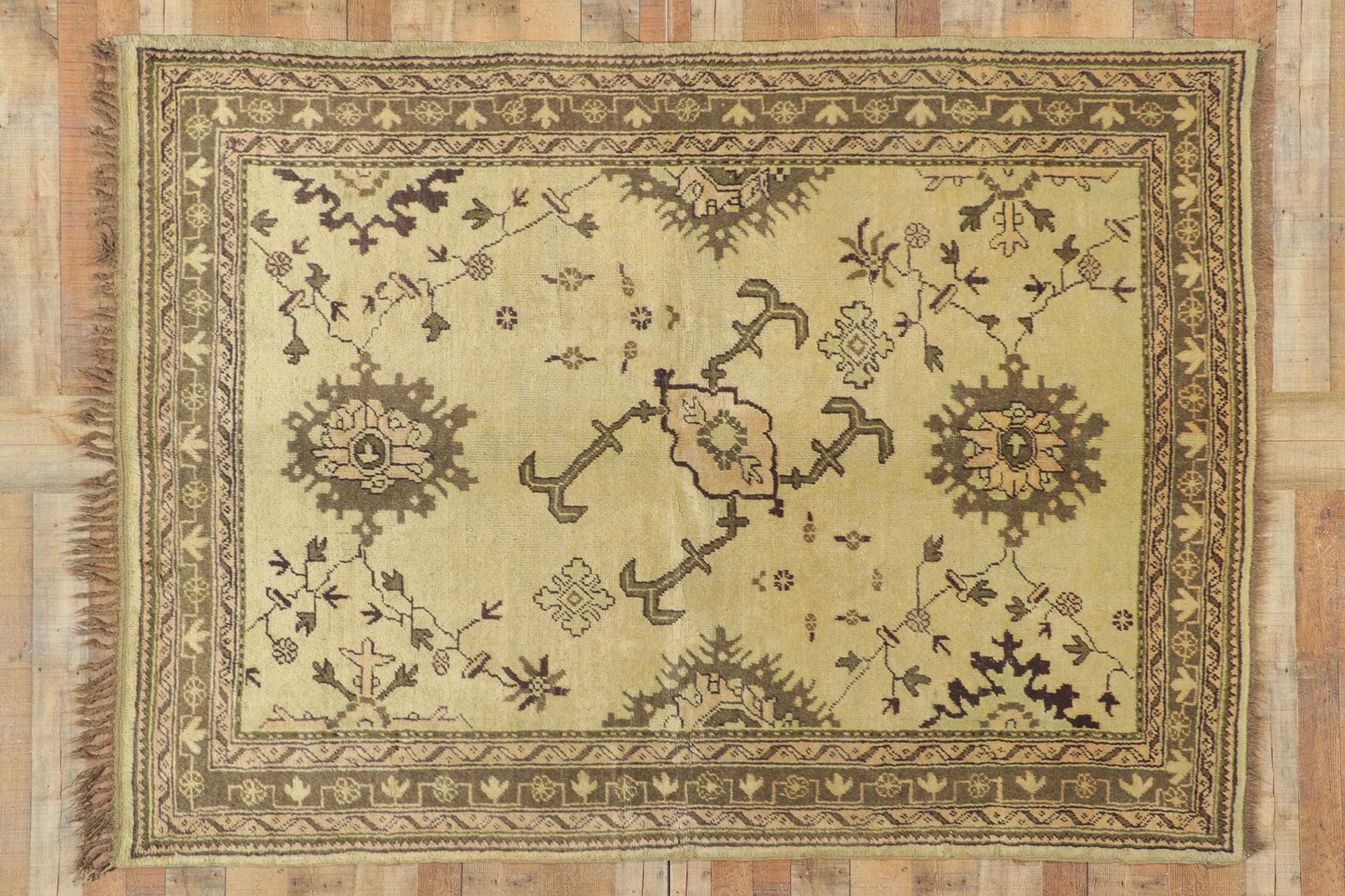 Vintage Turkish Oushak Rug For Sale 3