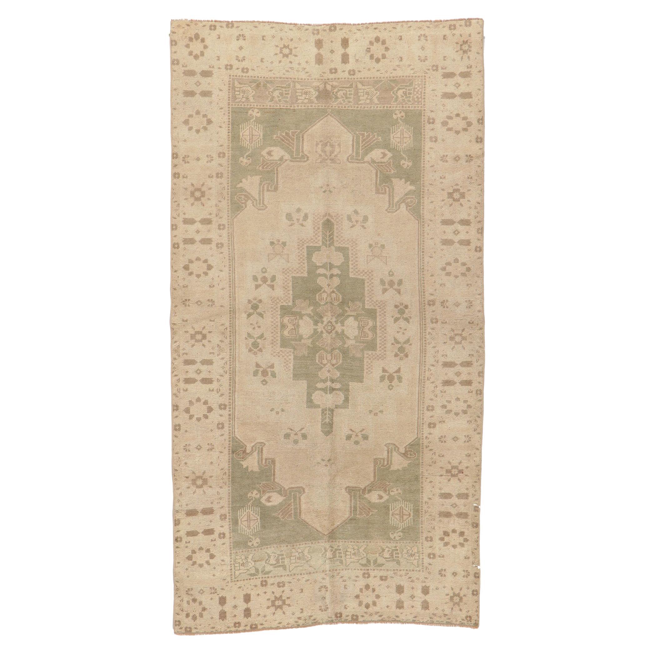 Vintage Turkish Oushak Rug, Understated Elegance Meets Nostalgic Charm