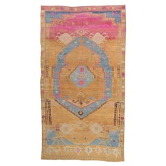 Retro Turkish Oushak Rug, Colorfully Curated Meets Global Chic