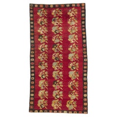 Vintage Red Turkish Oushak Rug with Lively Earth-Tone Colors