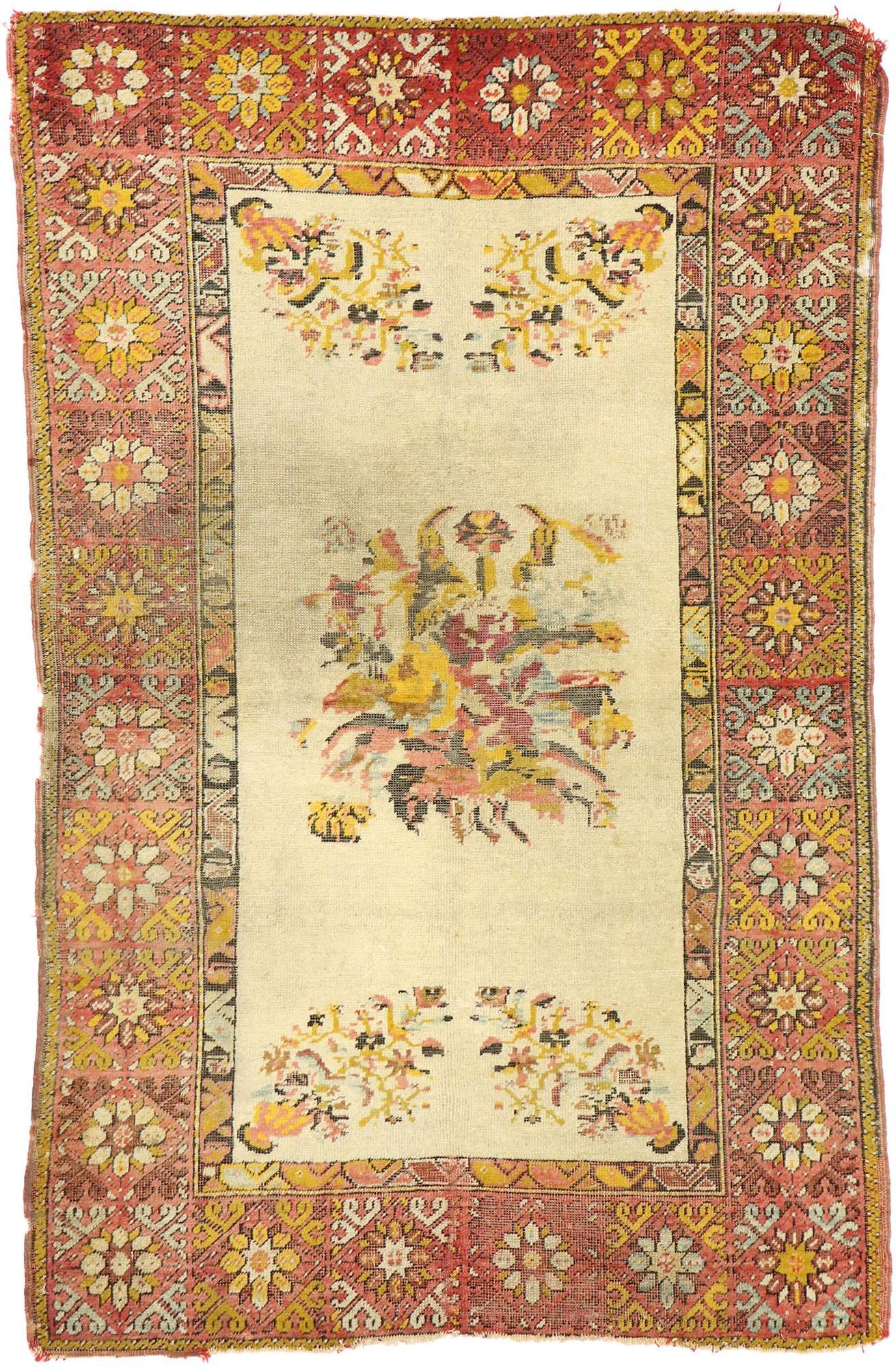 Vintage Turkish Oushak Rug For Sale