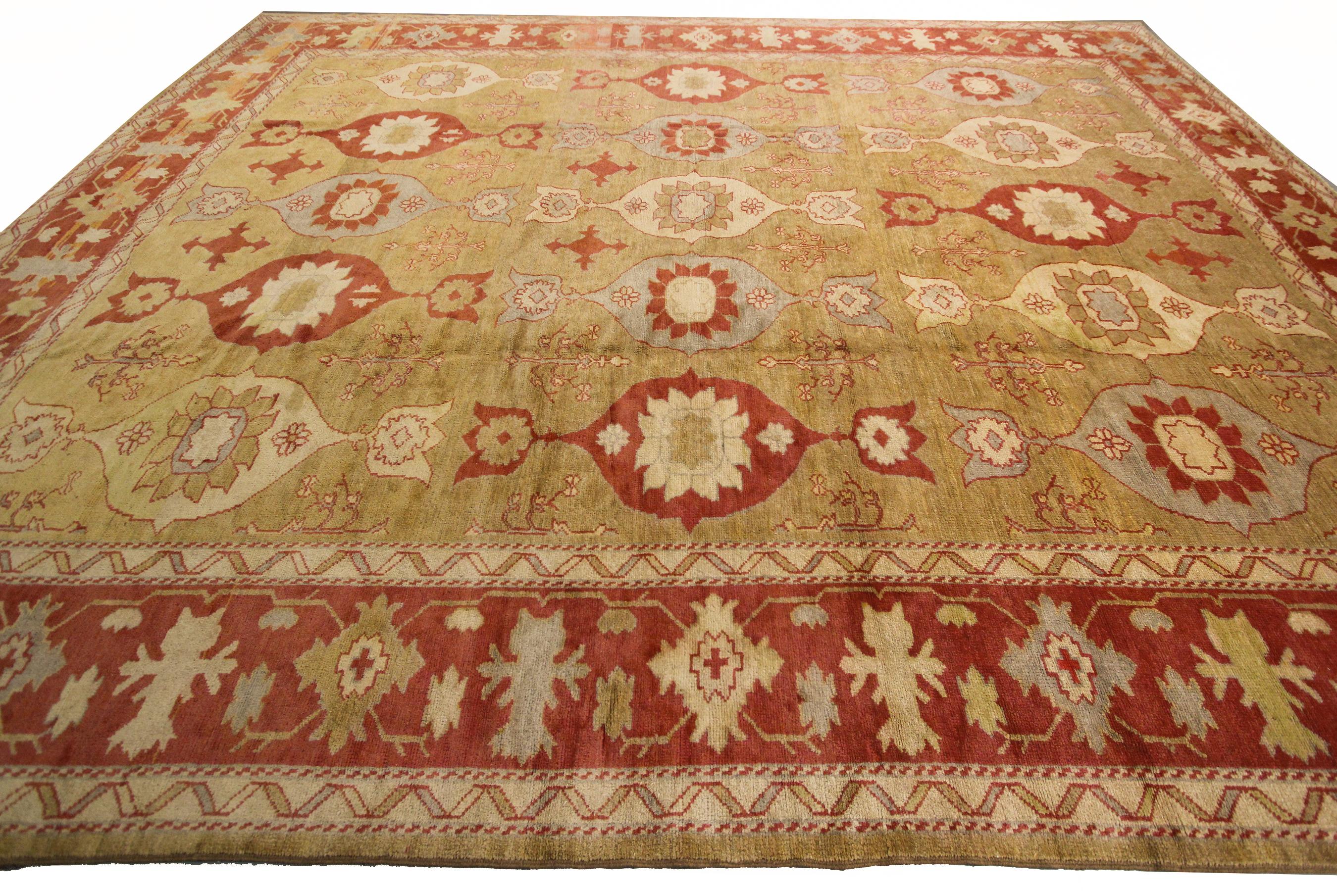 Türkischer Oushak-Teppich im Art nouveau-Stil, handgefertigt, 12x15 361x463CM im Angebot 4
