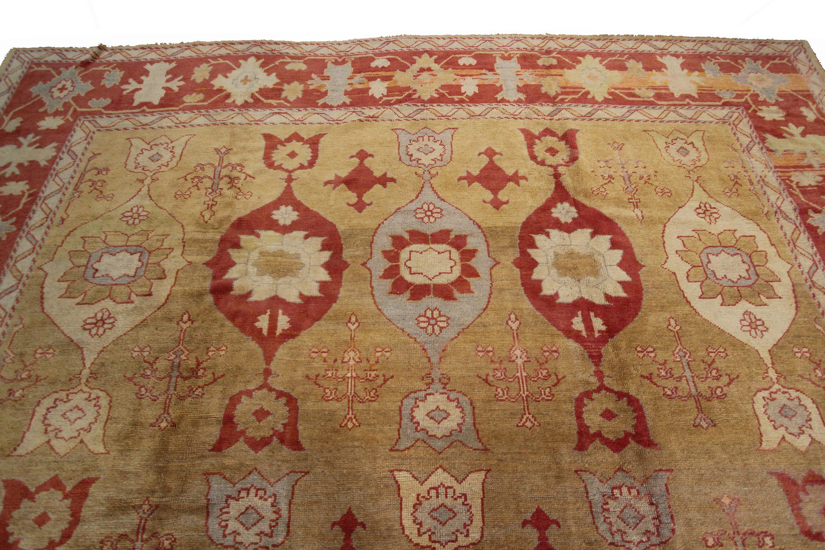 Türkischer Oushak-Teppich im Art nouveau-Stil, handgefertigt, 12x15 361x463CM (Ende des 20. Jahrhunderts) im Angebot