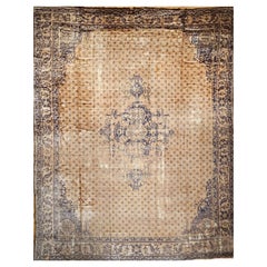 Vintage Turkish Oushak Rug, Hand-Knotted Wool, Geometric Design, 15' x 18'