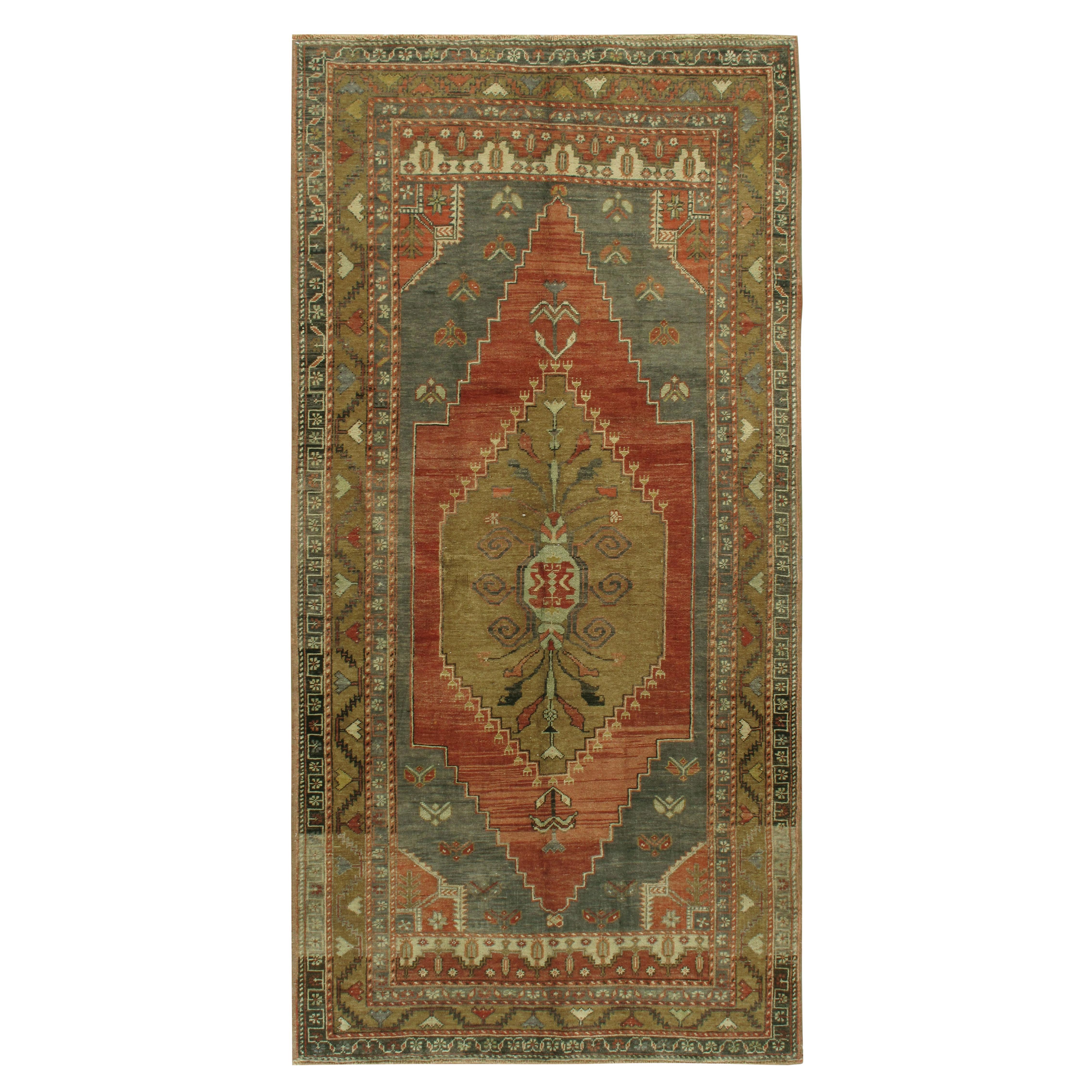 Vintage Turkish Oushak Rug, Hand-Woven Wool, 4'7 x 8'7