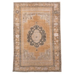 Tapis turc vintage Oushak en blé doré et gris