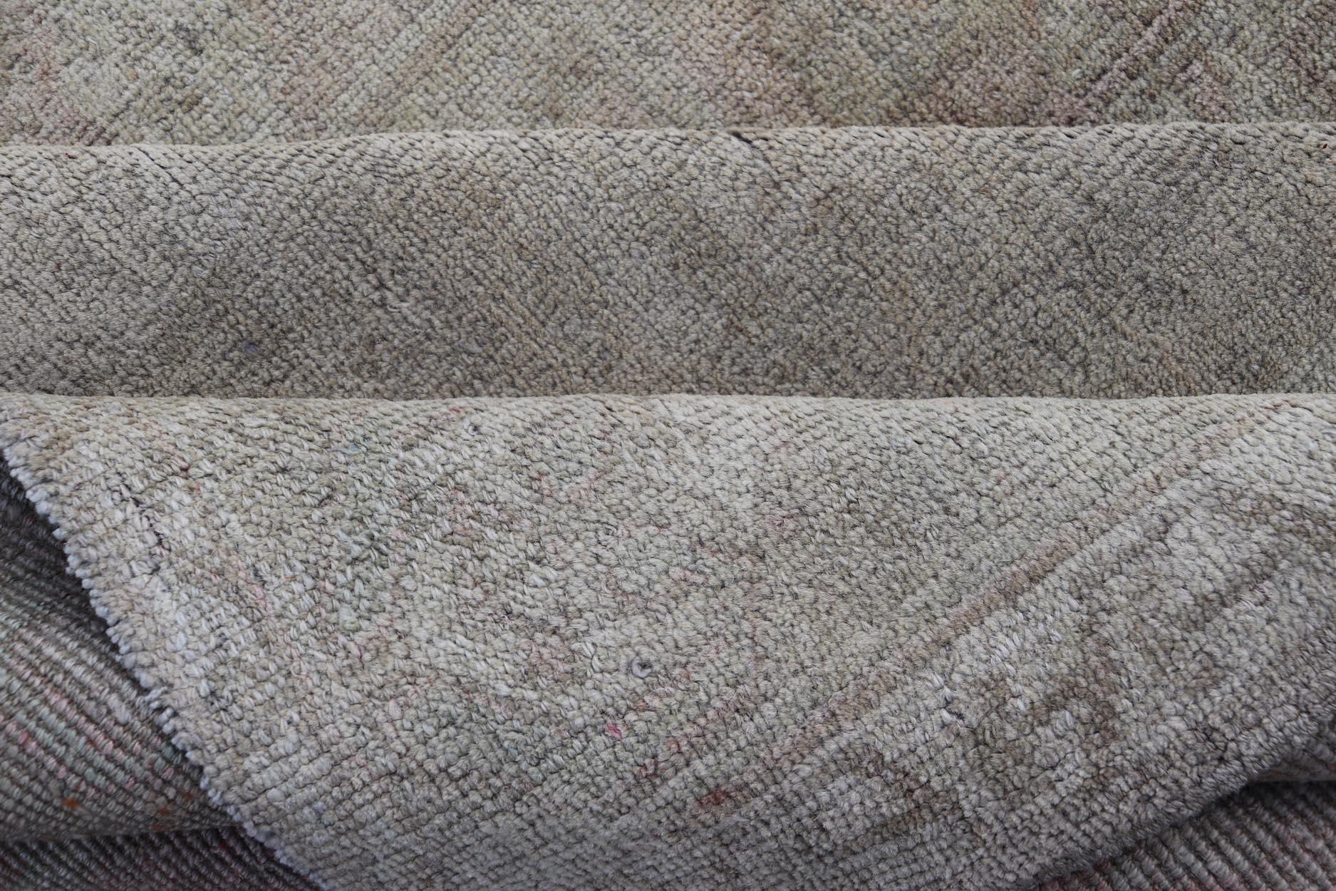 Wool Vintage Turkish Oushak Rug in Gray and Pink  4'8 x 7'3 For Sale