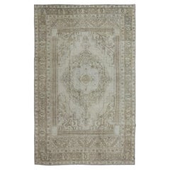 Alfombra Turca Oushak Vintage en Marfil Suave Verde L. Marrón   5'11 x 9'4