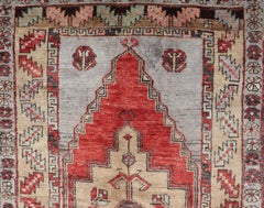 Vintage Turkish Oushak Rug in Orange Red, Butter & Light Gray