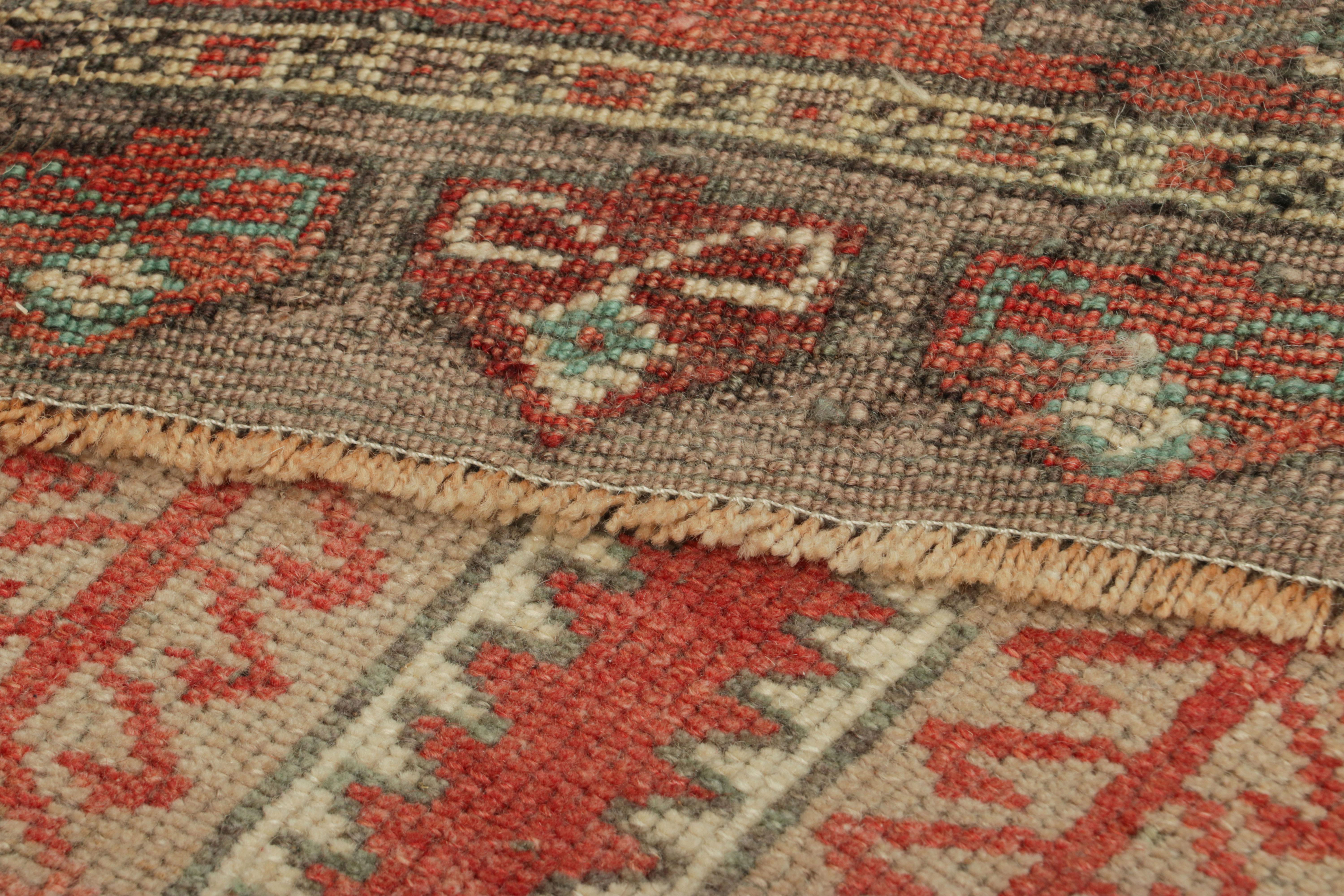 Indian Vintage Turkish Oushak Rug in Red with Geometric Medallion  Rug & Kilim For Sale