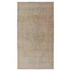 Vintage türkischen Oushak Teppich in weichen Pastelltönen und geometrische Muster 3'5 x 6'8
