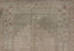 Vintage Turkish Oushak Rug in Soft Sage and Sand Tones 3'1 x 4'5