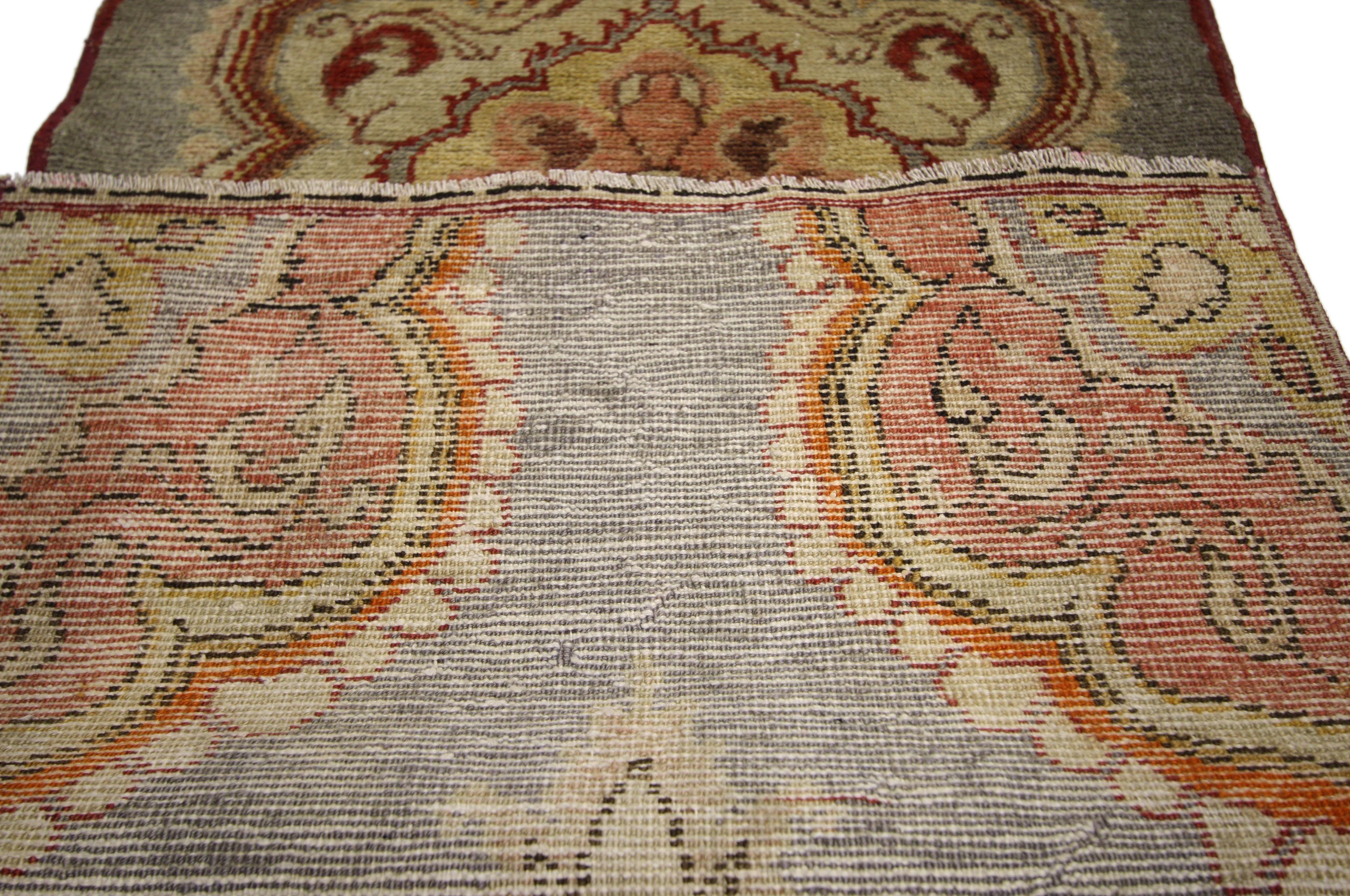 20th Century Vintage Turkish Oushak Rug, Jacobean Style Accent Rug For Sale