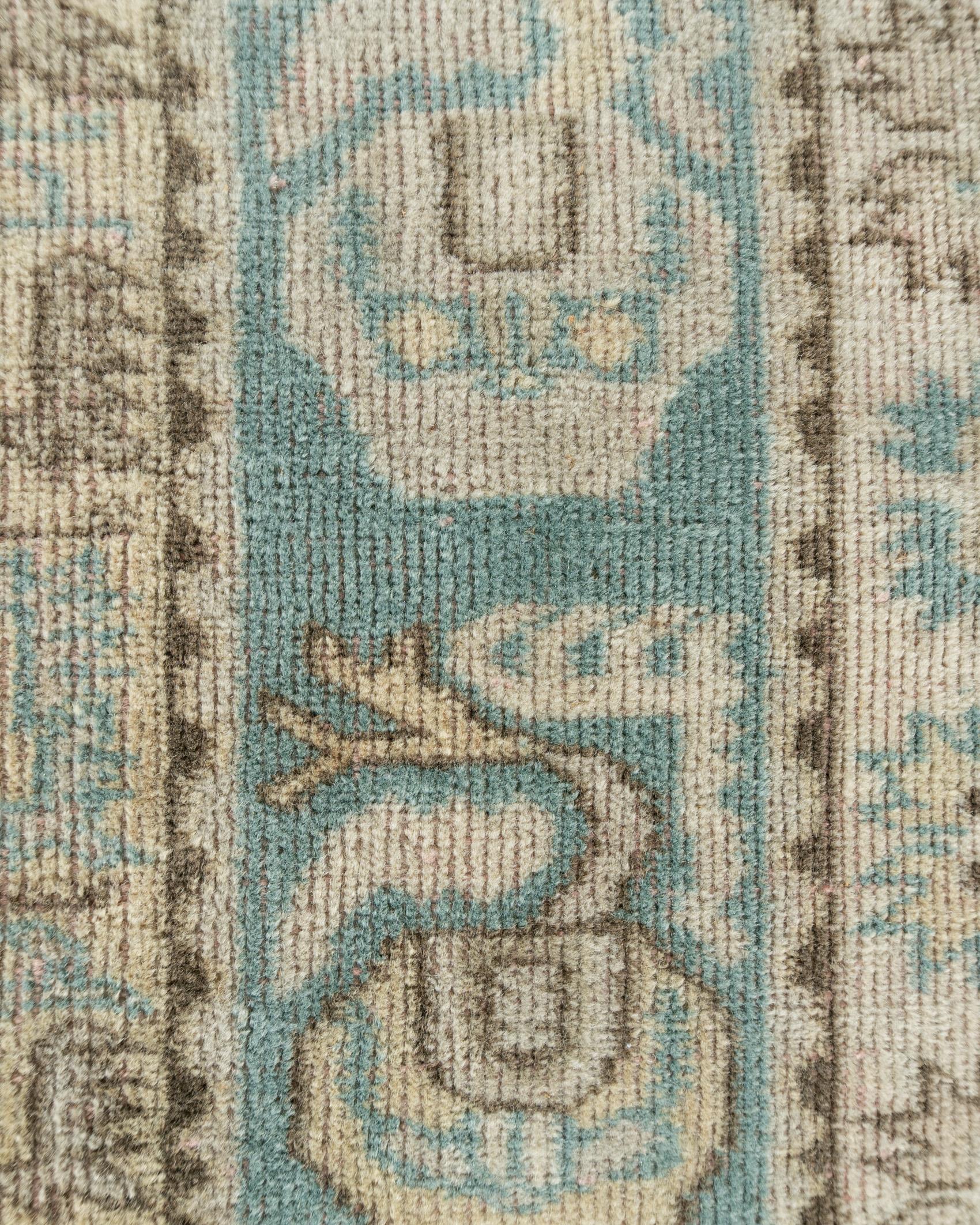 Tapis en laine turque Oushak Vintage Circa 1940 Légèrement Déformé 6'4 x 8'. en vente 6