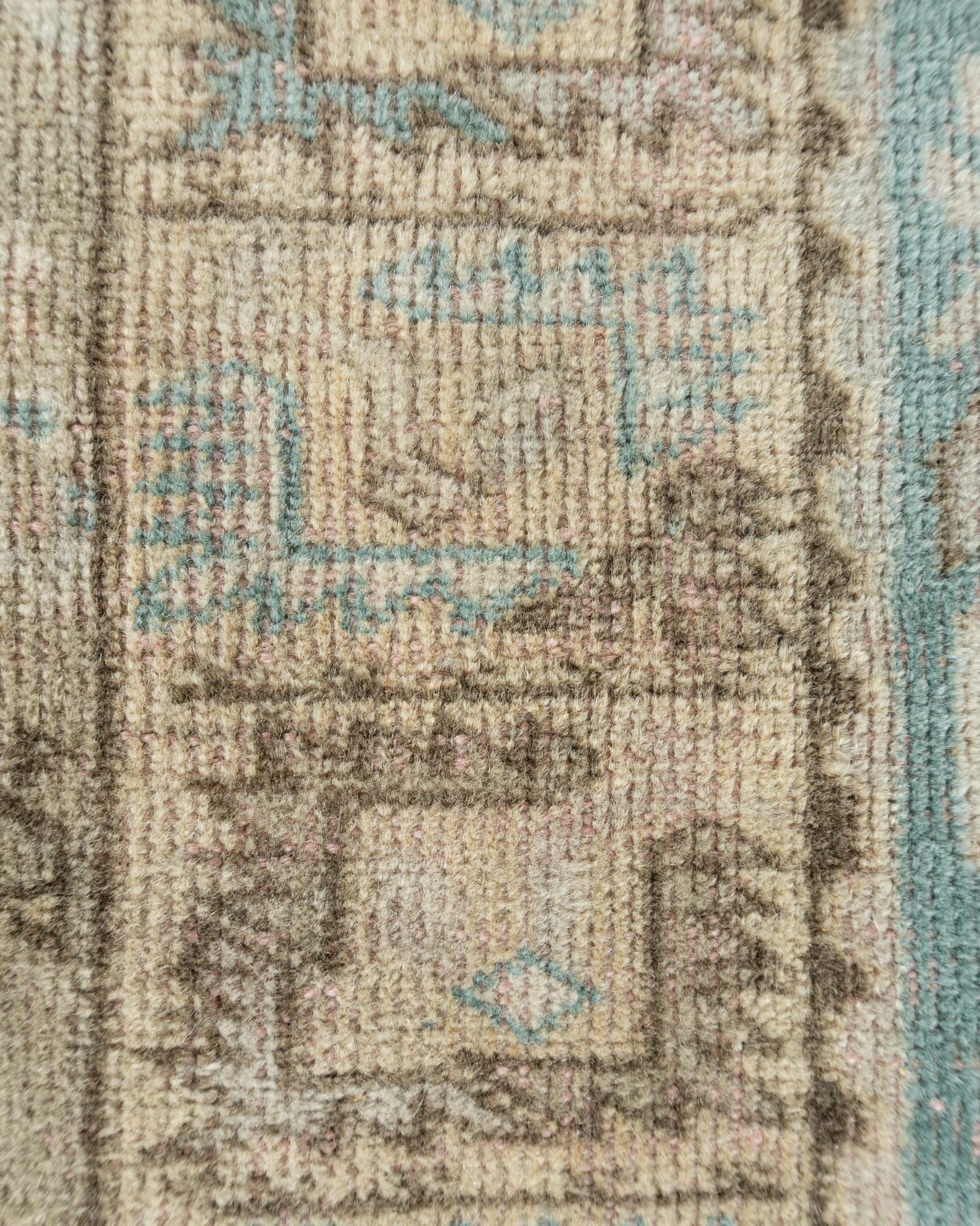 Turc Tapis en laine turque Oushak Vintage Circa 1940 Légèrement Déformé 6'4 x 8'. en vente