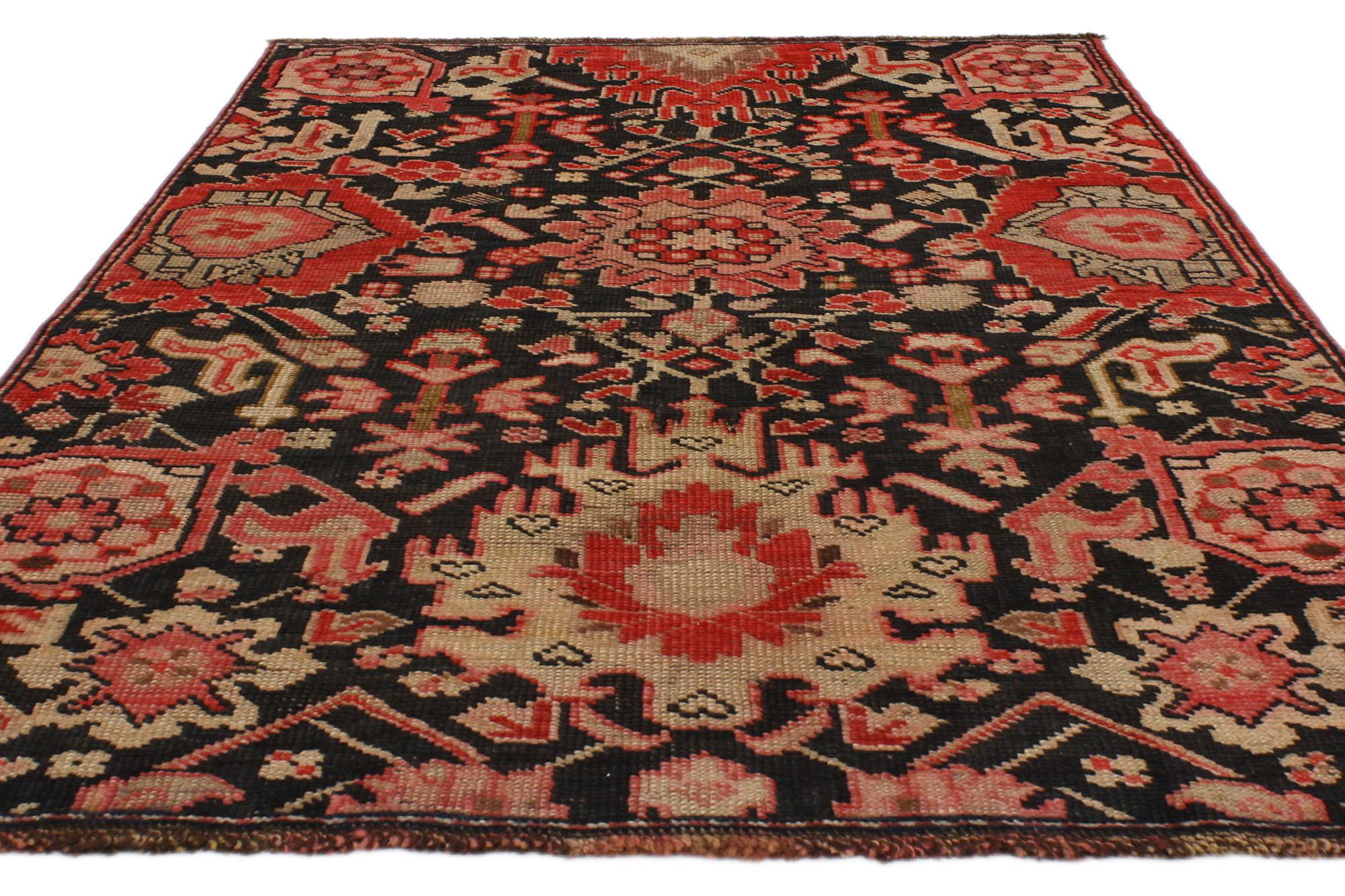 Hand-Knotted Vintage Turkish Oushak Rug, Maximalist Style Meets Traditional Sensibility For Sale