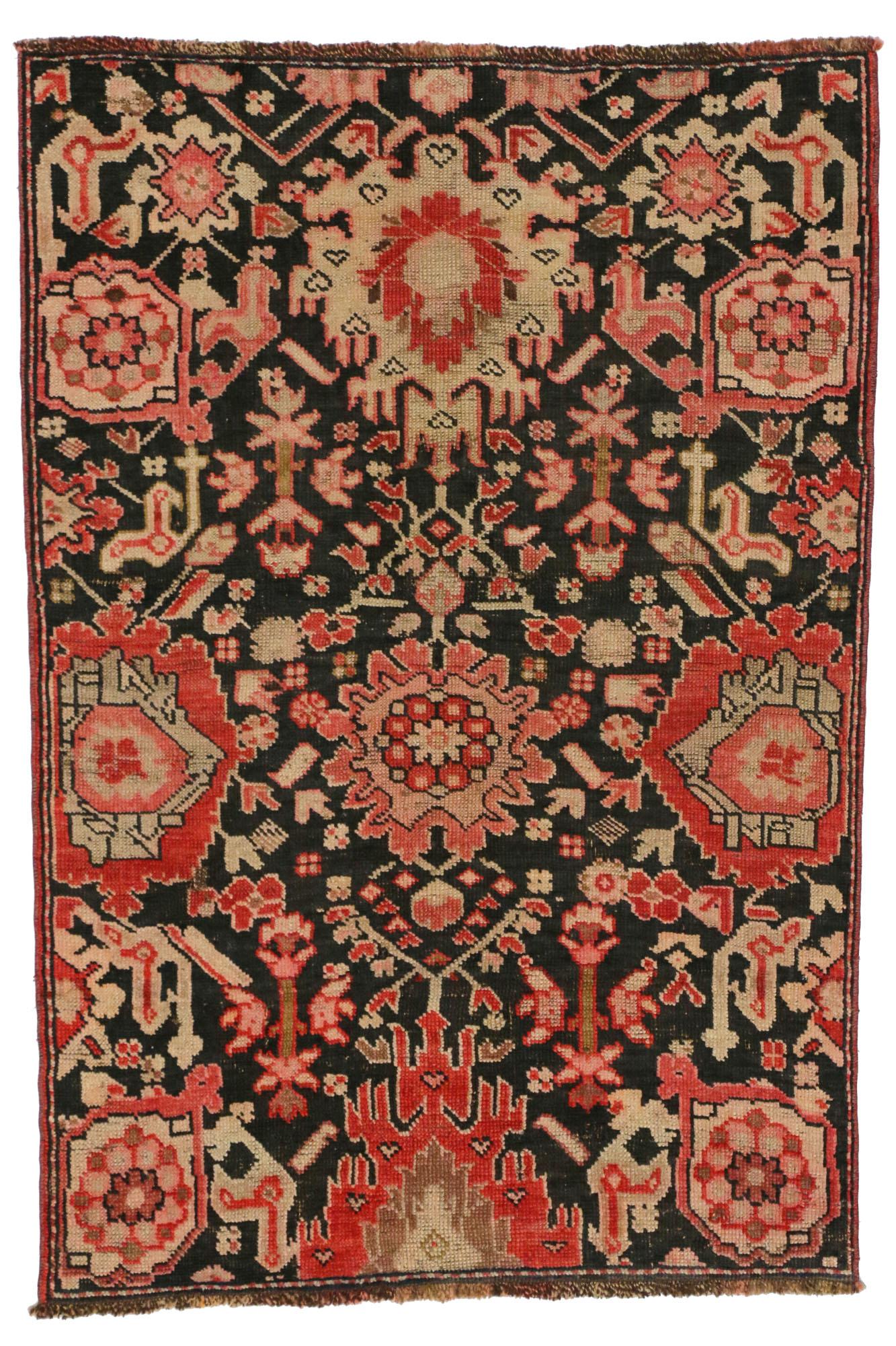 Wool Vintage Turkish Oushak Rug, Maximalist Style Meets Traditional Sensibility For Sale