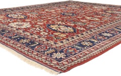 Vintage Turkish Oushak Rug, Patriotic Flair Meets Nomadic Charm