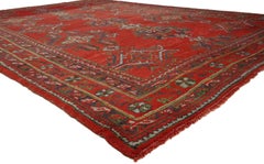 Vintage Turkish Oushak Rug, Red Turkish Oushak Area Rug