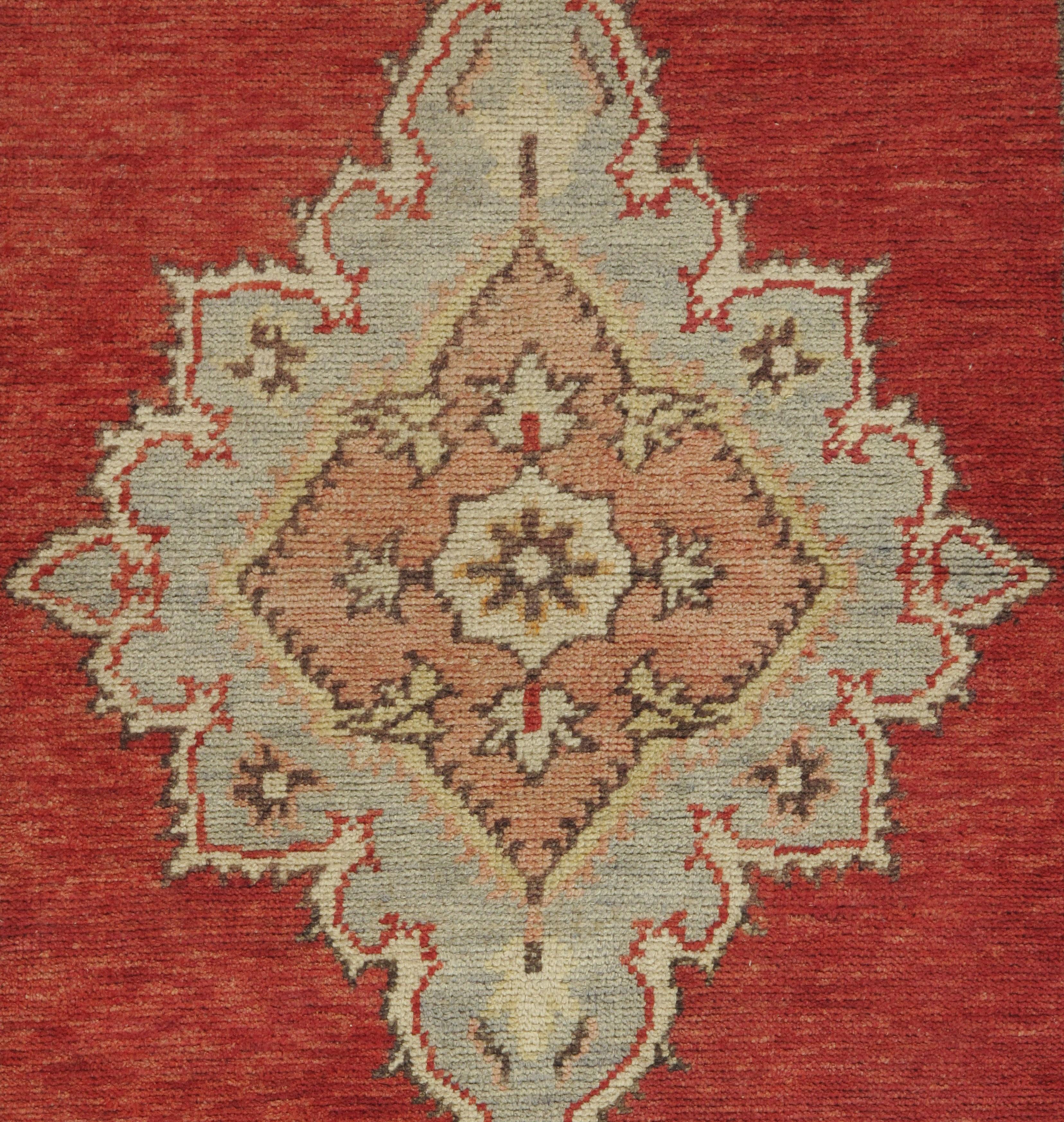 Vintage Turkish Oushak rug runner, circa 1940. Handwoven in Turkey where rug weaving is the culture rather than a business. Rugs from Turkey are known for the high quality of their wool their beautiful patterns and warm colors. These designer