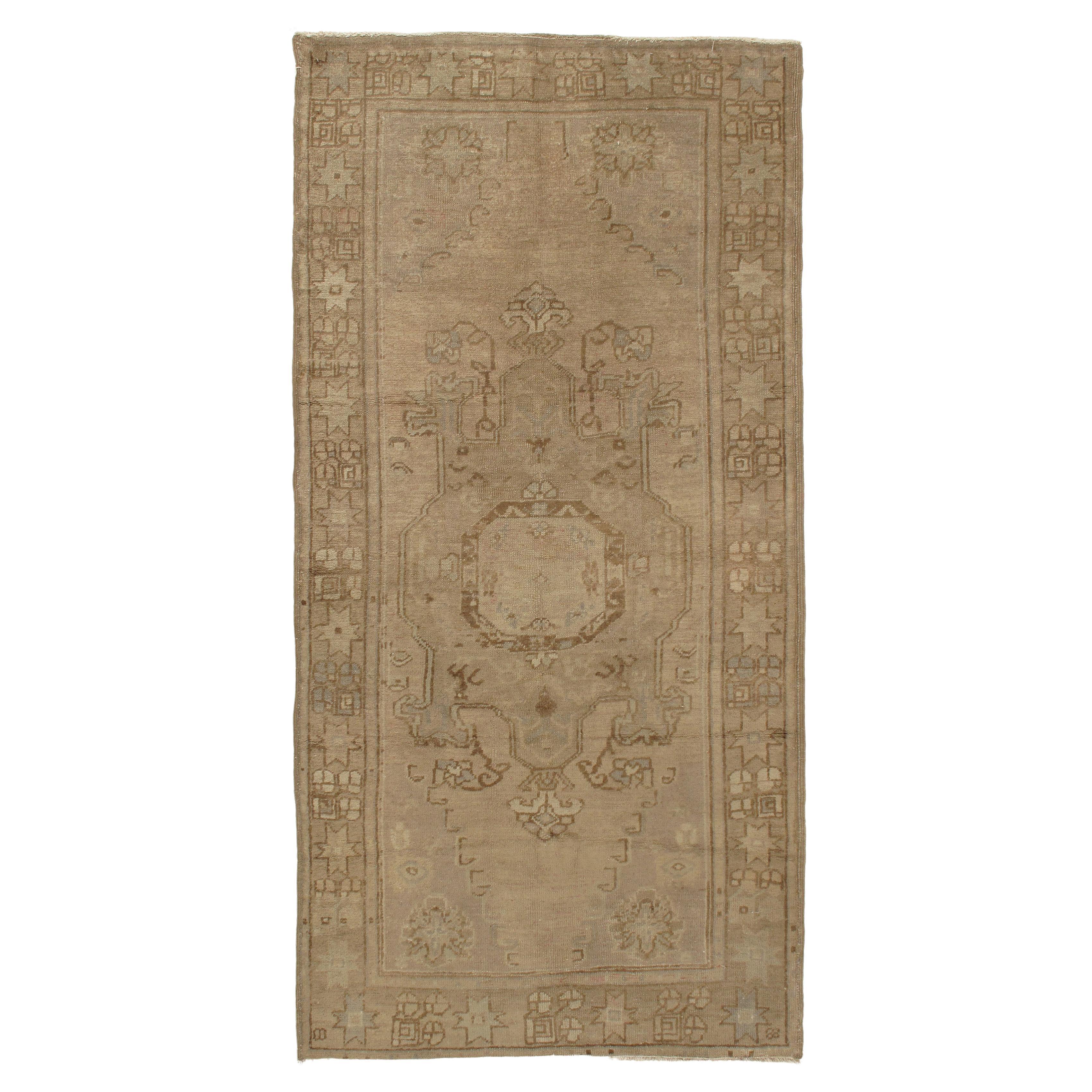 Vintage Turkish Oushak Rug Runner, 3'10 x 7'8