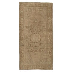 Vintage Turkish Oushak Rug Runner, 3'10 x 7'8