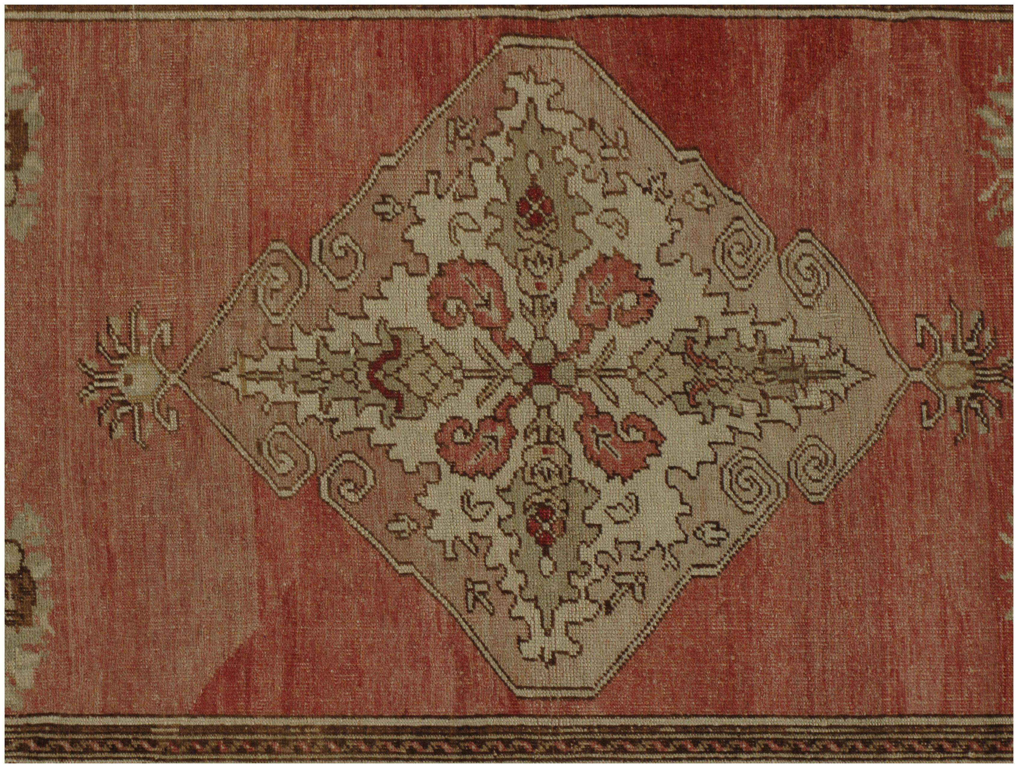 Türkischer Oushak-Teppich-Läufer im Vintage-Stil 3'5 x 12'9 (Wolle) im Angebot