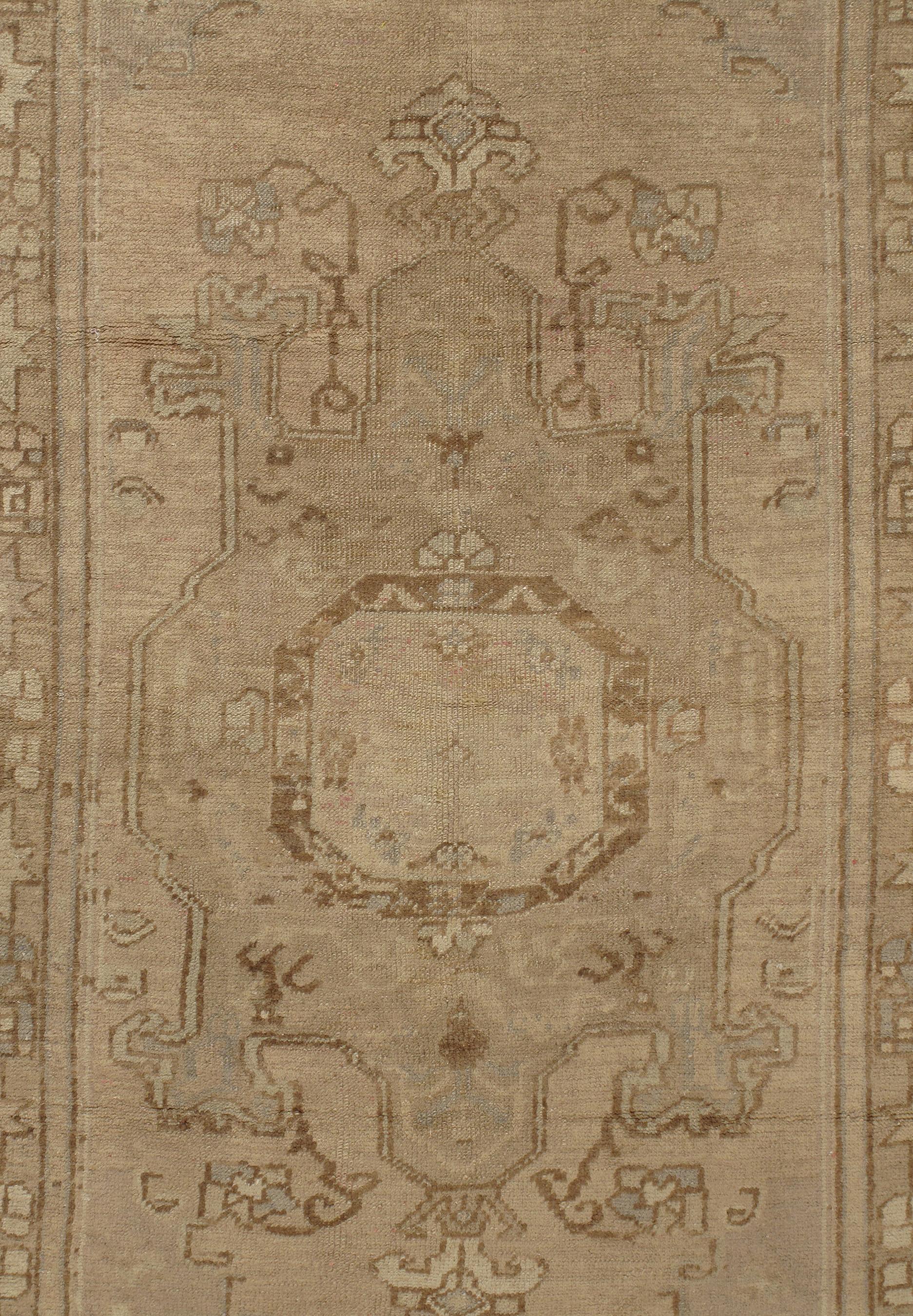 Hand-Knotted Vintage Turkish Oushak Rug Runner, circa 1940 3'10 x 7'8 For Sale