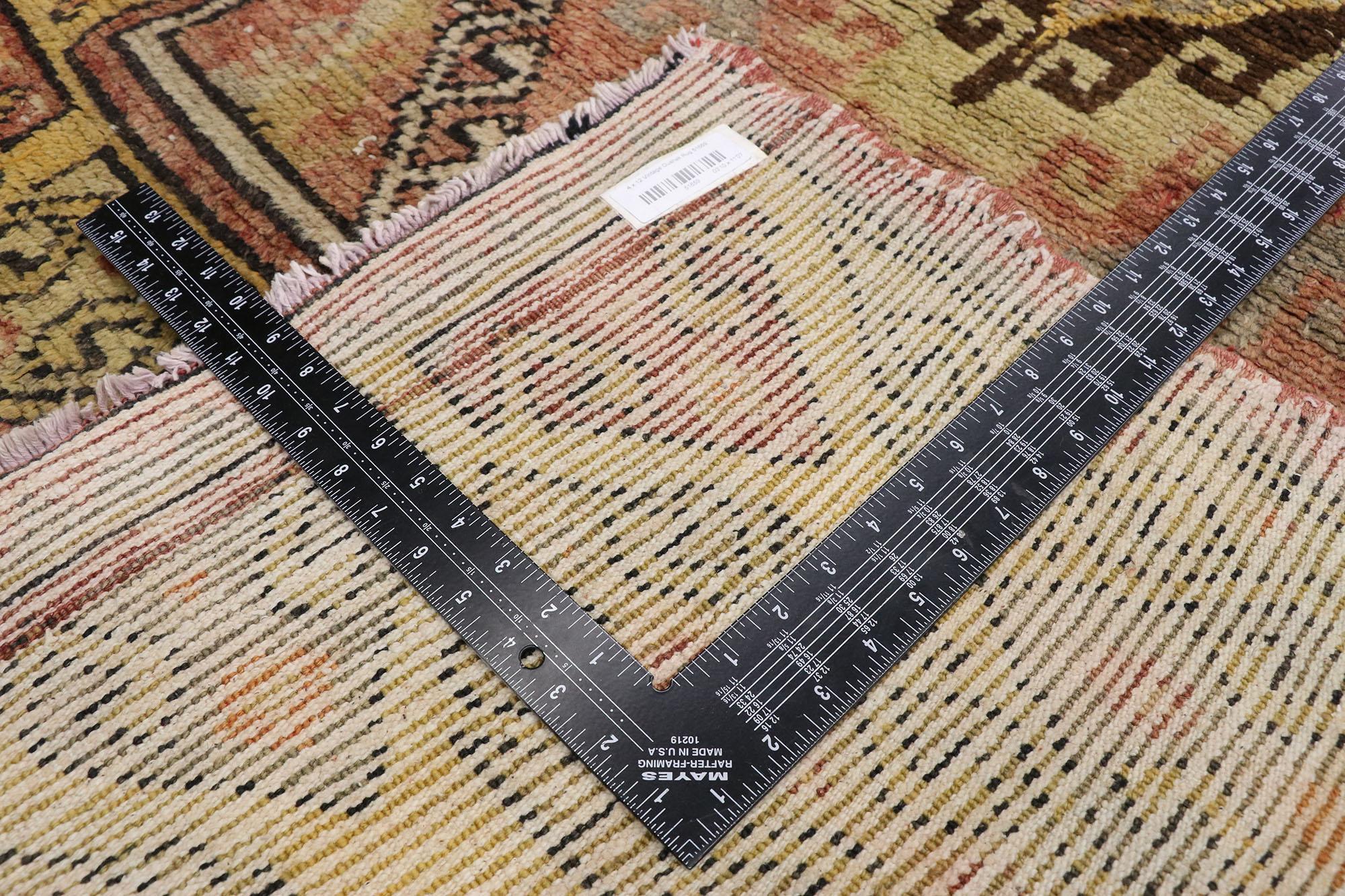 20th Century Vintage Turkish Oushak Runner with Mid-Century Modern Style, Hallway Runner For Sale