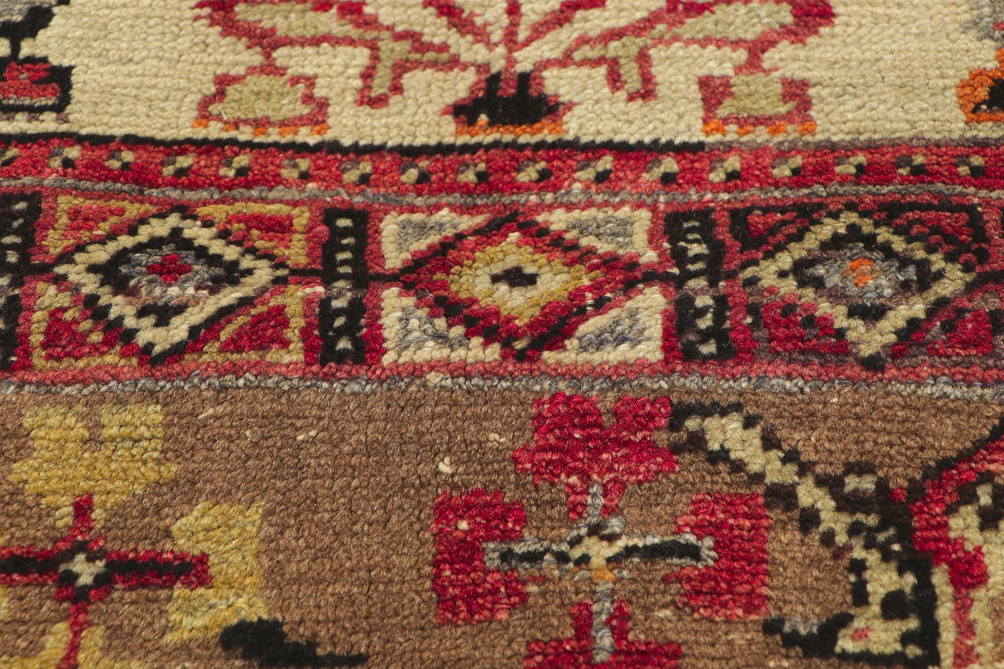 Vintage Turkish Oushak Rug Runner with Rustic Earth-Tone Colors For Sale 1