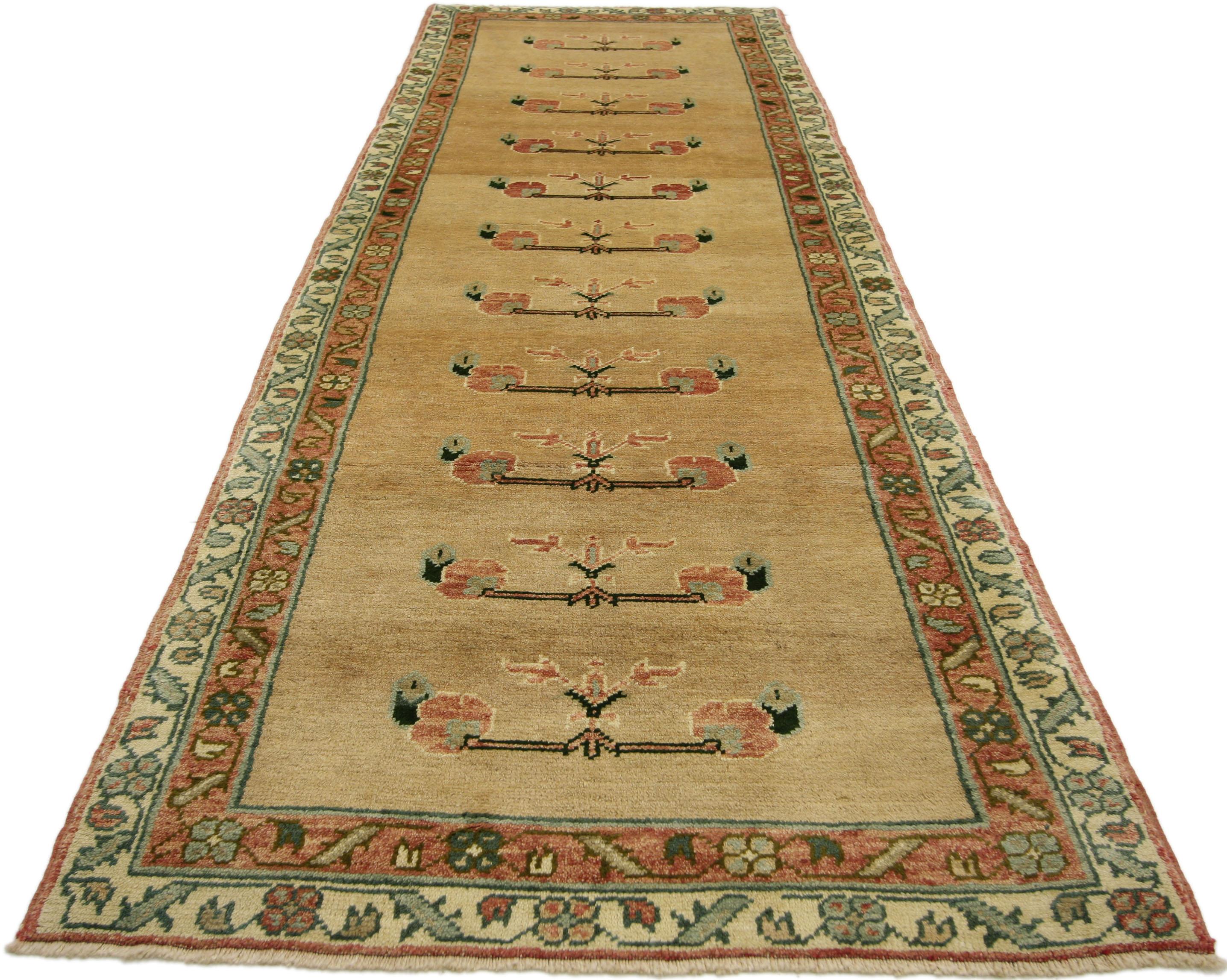 Vintage Turkish Oushak Runner with Traditional Style, Hallway Carpet Runner In Good Condition In Dallas, TX