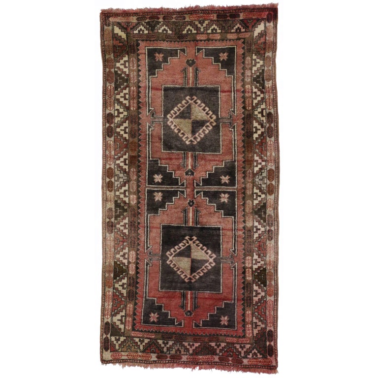 Vintage Turkish Oushak Rug Runner With Tribal Style Hallway Vintage Turkish Oushak Rug Runner With Tribal Style Hallway For