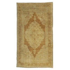 Retro Turkish Oushak Rug Runner with Warm Earth-Tone Colors