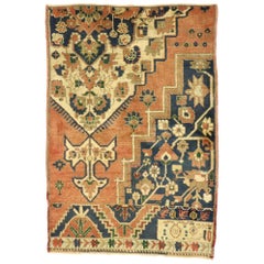 Vintage Turkish Oushak Rug, Sampler Wagireh Rug with Rustic Italian Style