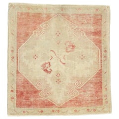 Vintage Turkish Oushak Rug, Small Square Accent Rug Vintage Turkish Oushak Rug, Small Square Accent Rug