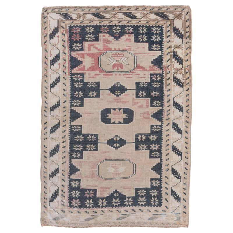 Vintage Turkish Oushak Rug, Soft Colors, circa 1940s at 1stDibs