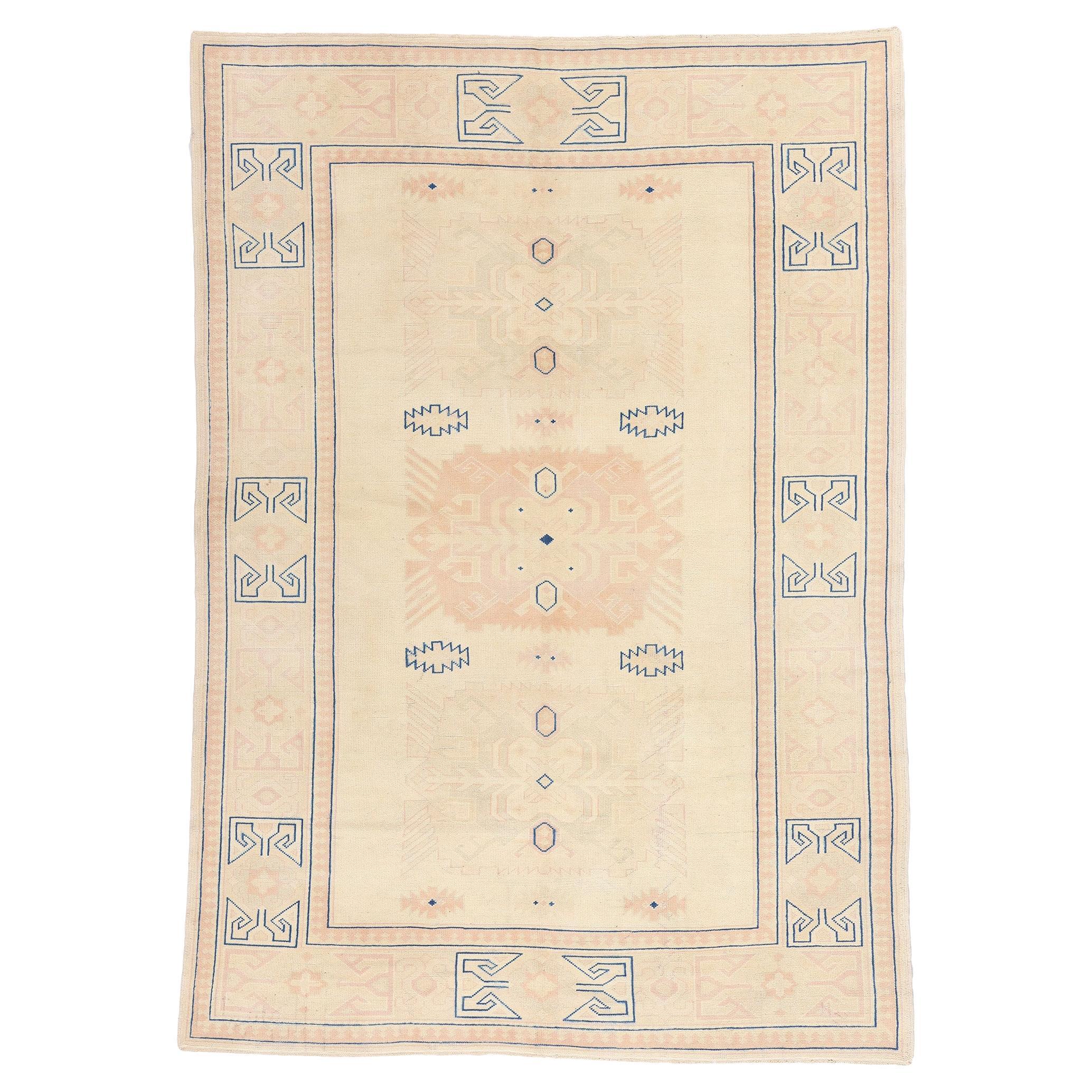 Tapis turc Oushak des années 1970 au style moderne