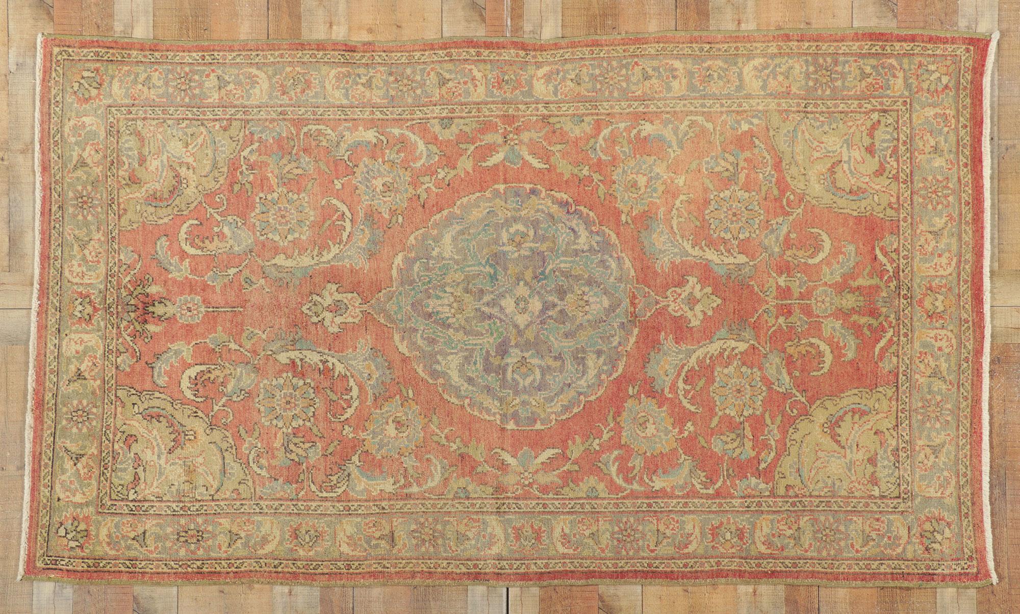 Vintage Turkish Oushak Rug Soft Pastel Earth-Tone Colors For Sale 3