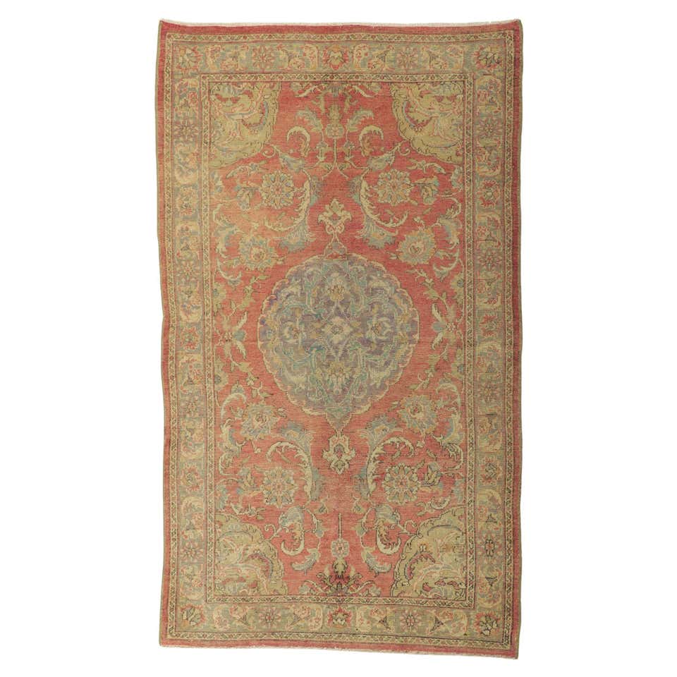 Contemporary Soft Earth-Tone Vintage Turkish Kars Oushak Rug, 10'05 x ...