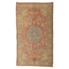 Tapis turc vintage Oushak aux couleurs douces et pastel de la terre