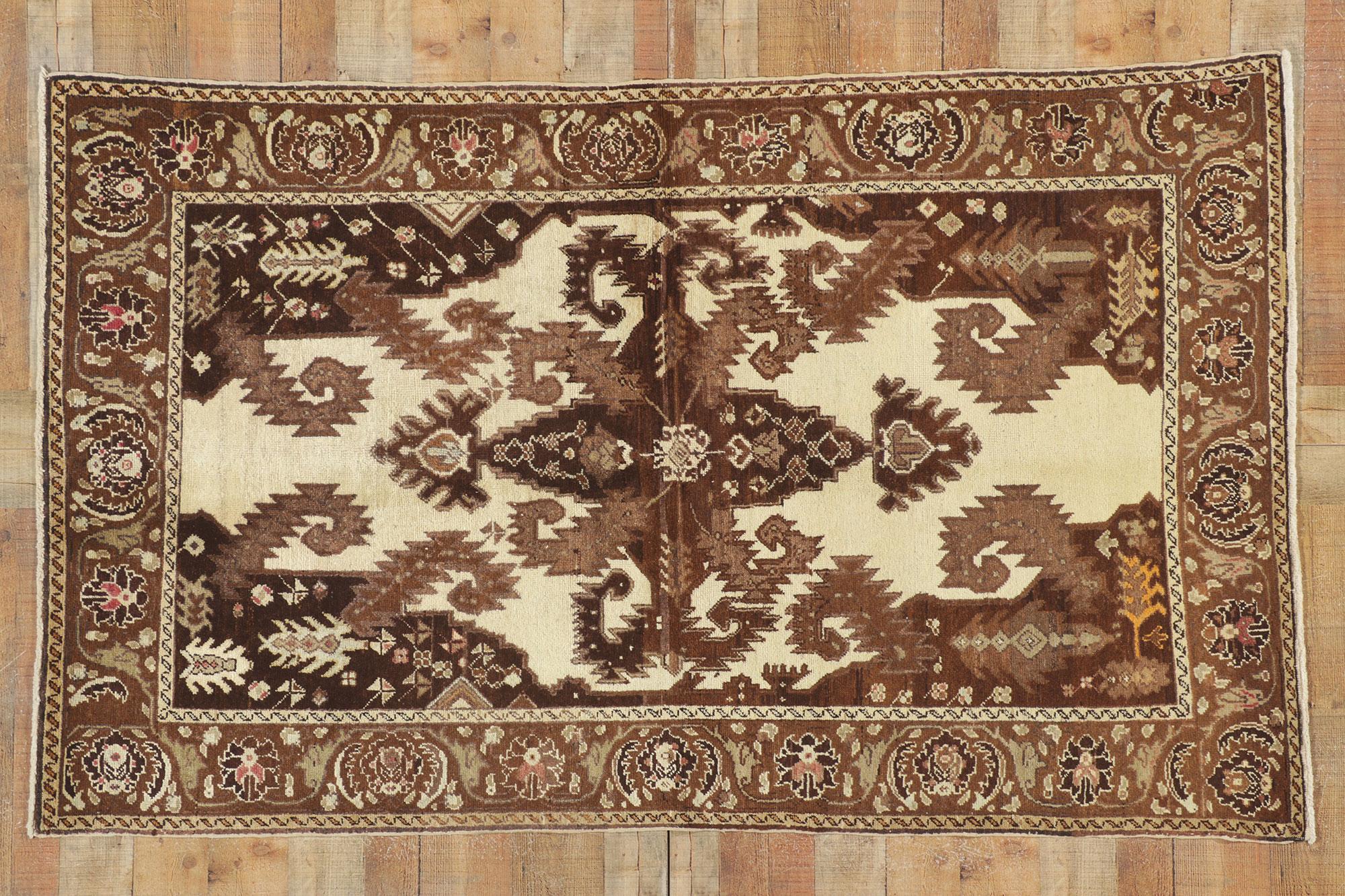 Vintage Turkish Oushak Rug, Timeless Elegance Meets Mid-Century Modern Style For Sale 3