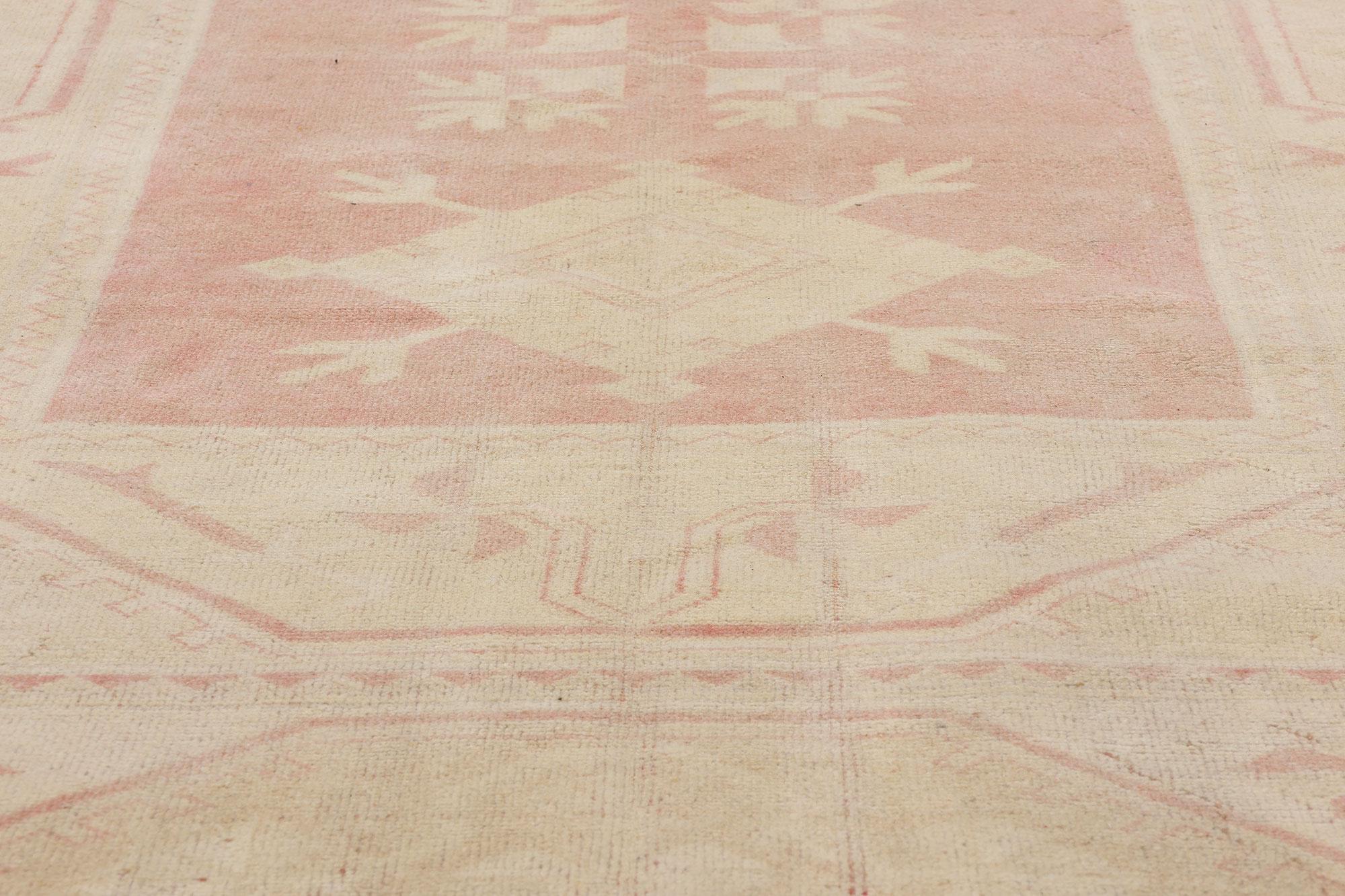Noué à la main Tapis turc Oushak, la sensibilité traditionnelle rencontre le raffinement décontracté en vente